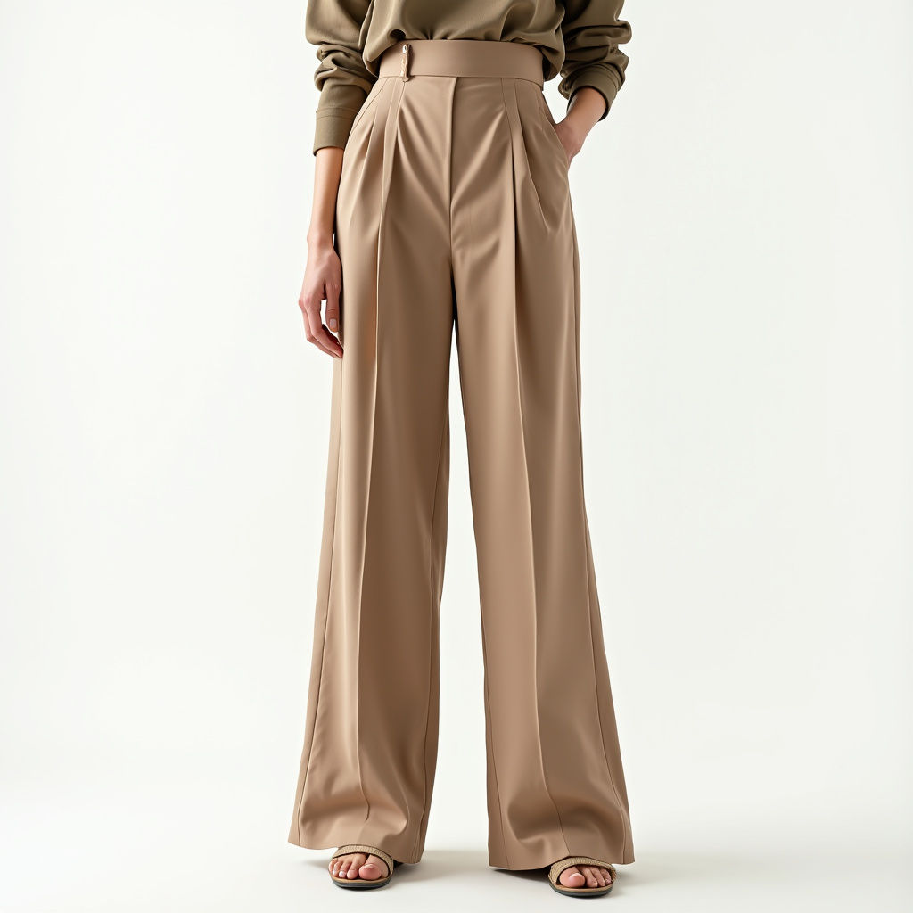 Pleated Wide-Leg Trousers