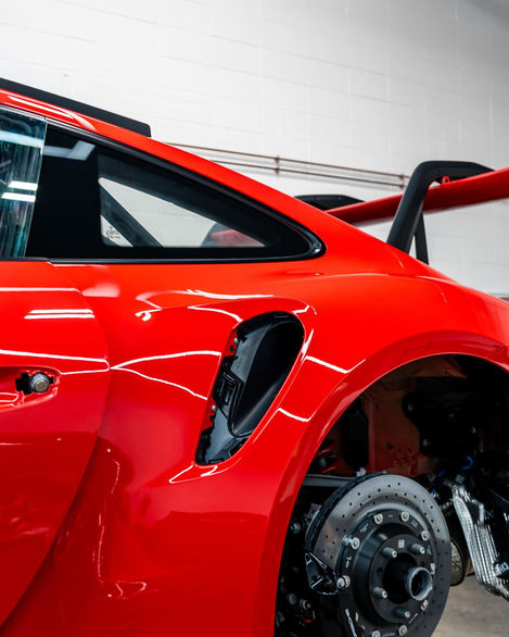 Side Close Up of a Porsche GT3 RS with full car XPEL PPF and custom installation at G19 Graphics Edmonton.
