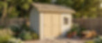 Gable storage shed in a backyard