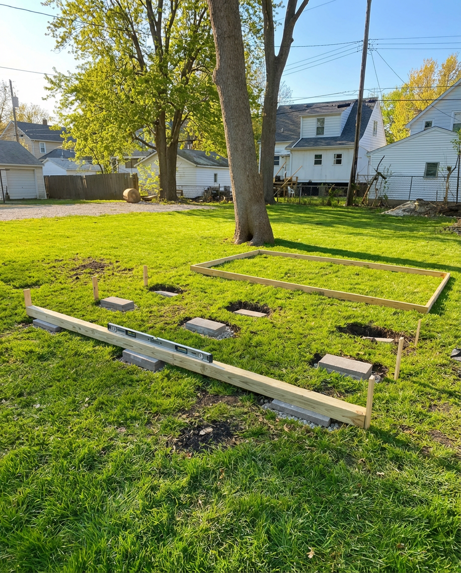 concrete shed blocking