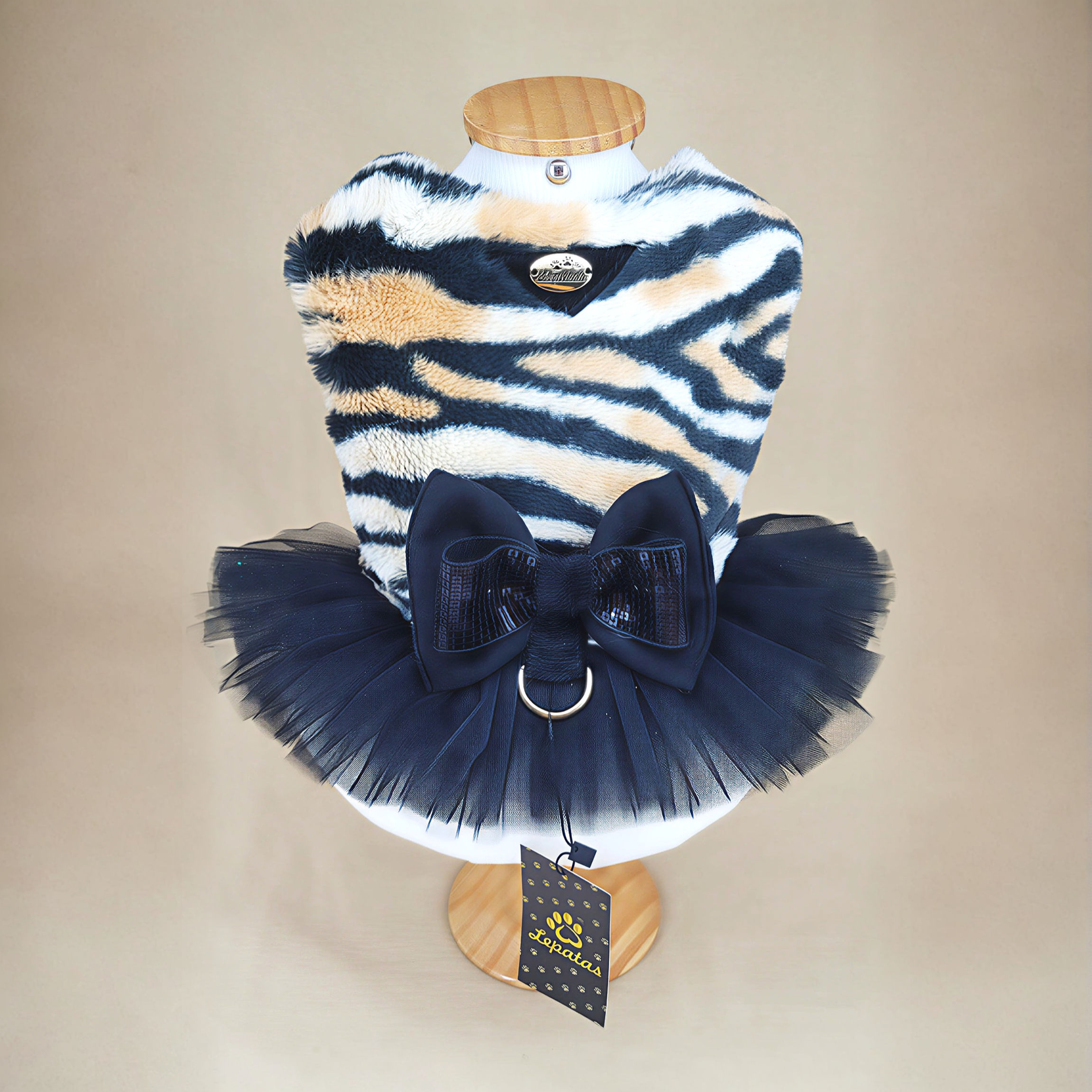 vestido zebrado tule preto