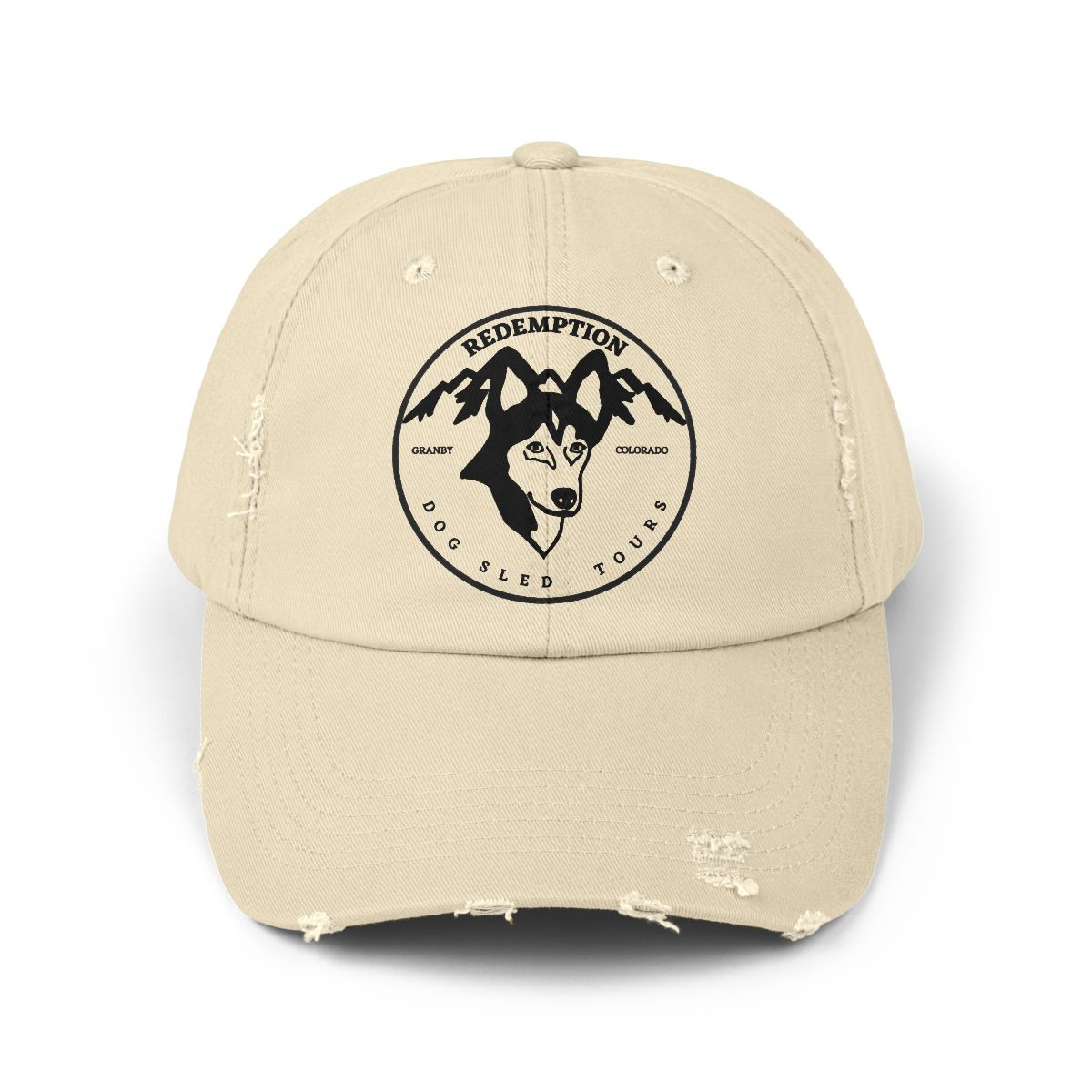Redemption Dog Sled Tours round logo Unisex Distressed Cap