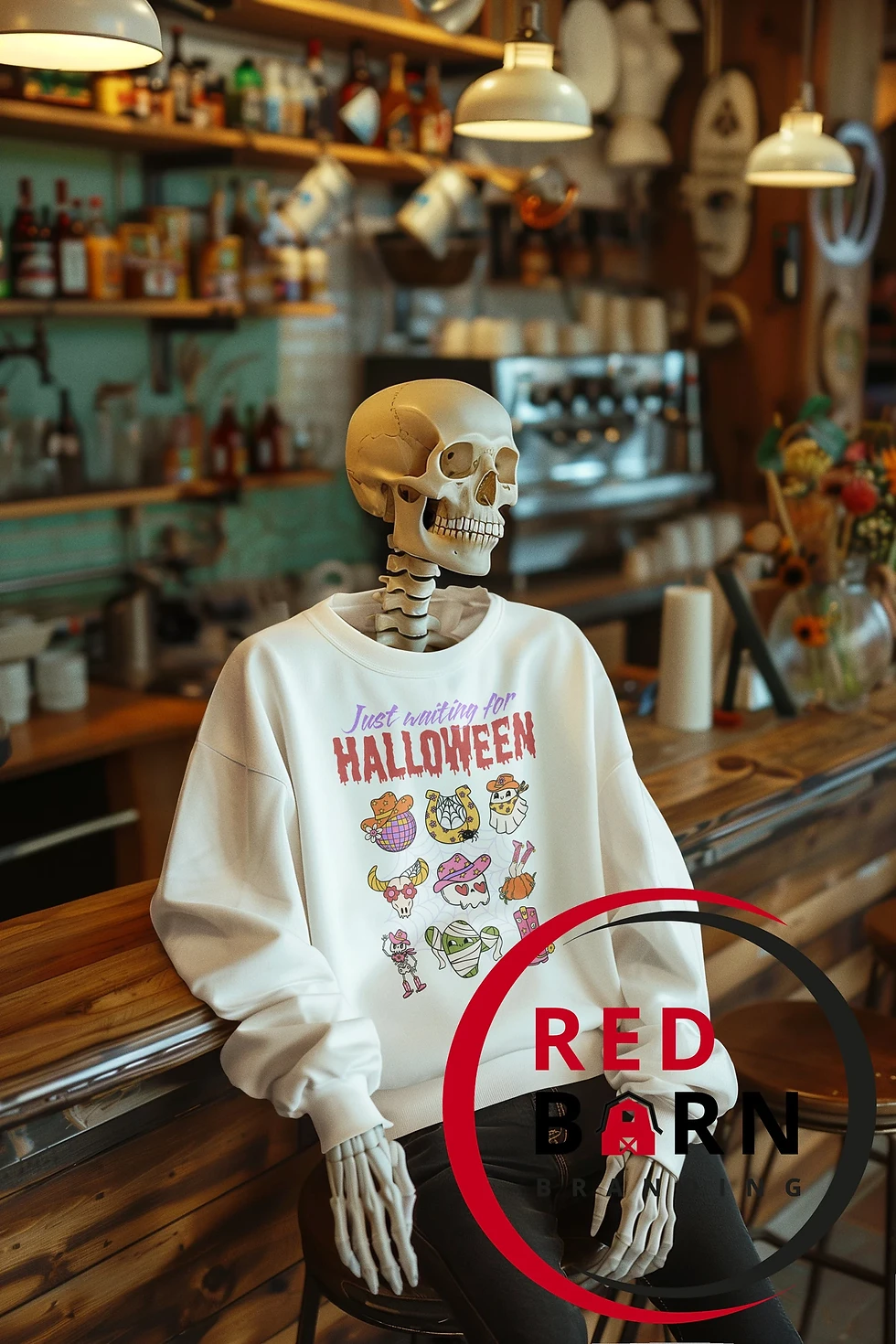 Thumbnail: Just Waiting for Halloween crewneck sweatshirt
