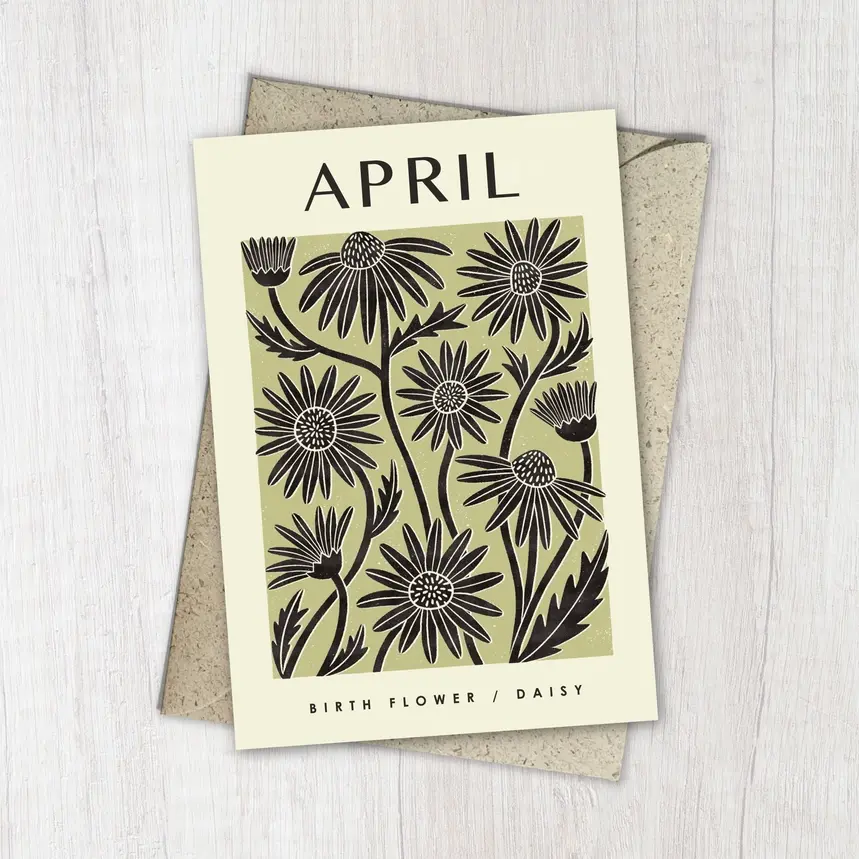 Thumbnail: BIRD & CO April Daisy Birth Flower Greeting Card