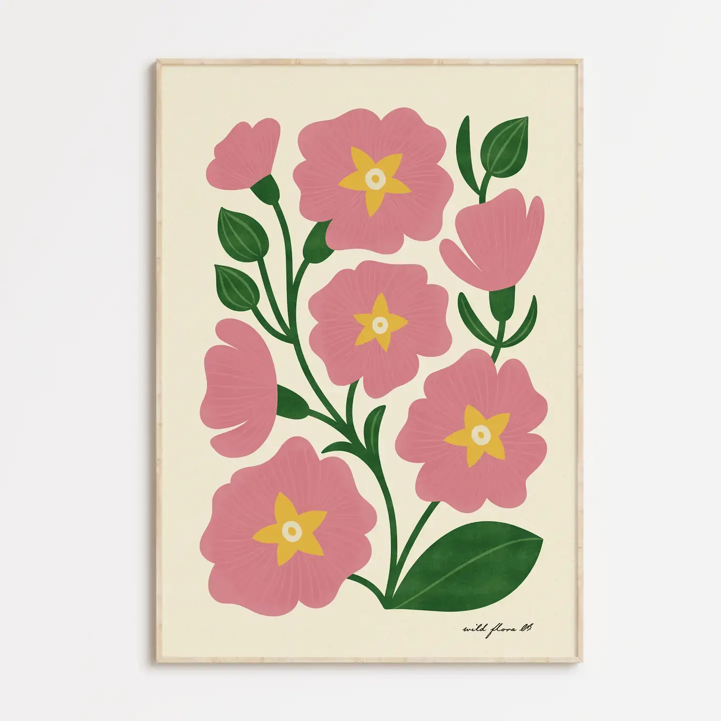 BIRD & CO Primrose Modern-Retro Floral A4 Print