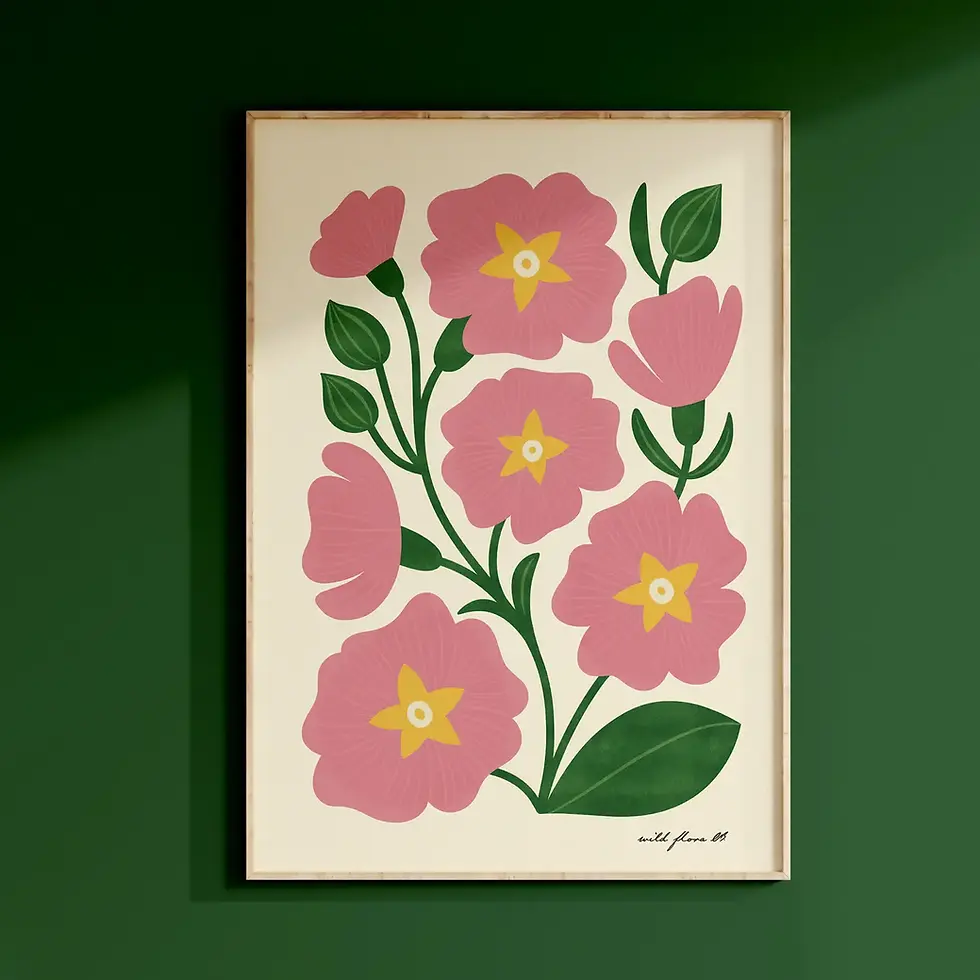 Thumbnail: BIRD & CO Primrose Modern-Retro Floral A4 Print