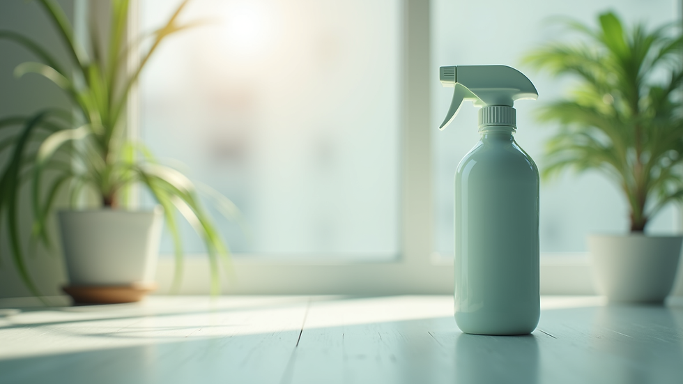 eye-level view of eco-friendly air conditioner cleaning spray bottle