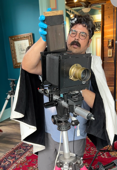 Rudy and a 4x5 camera with antique lens