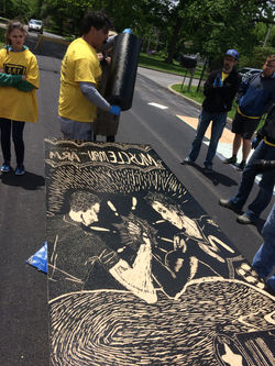 Steamroller relief printmaking