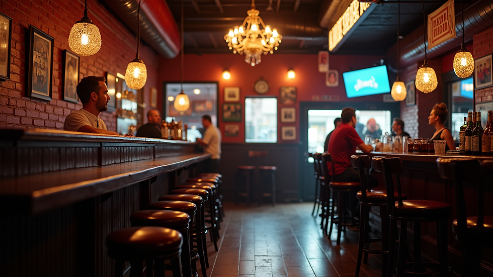 Eye-level view of Wayne Street Sports Bar's lively interior