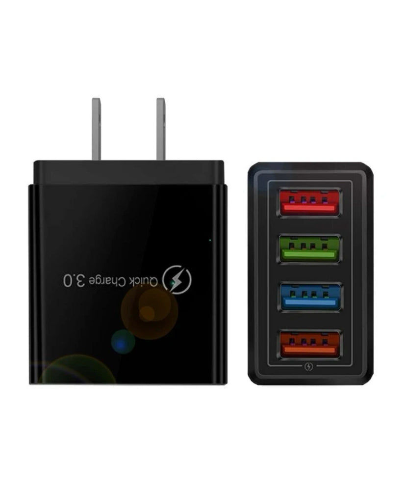 Thumbnail: USB Wall Charger Plug Block Cube 4 Port  Portable Quick Charger