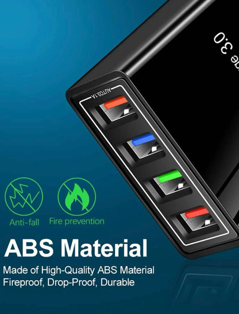 Thumbnail: USB Wall Charger Plug Block Cube 4 Port  Portable Quick Charger