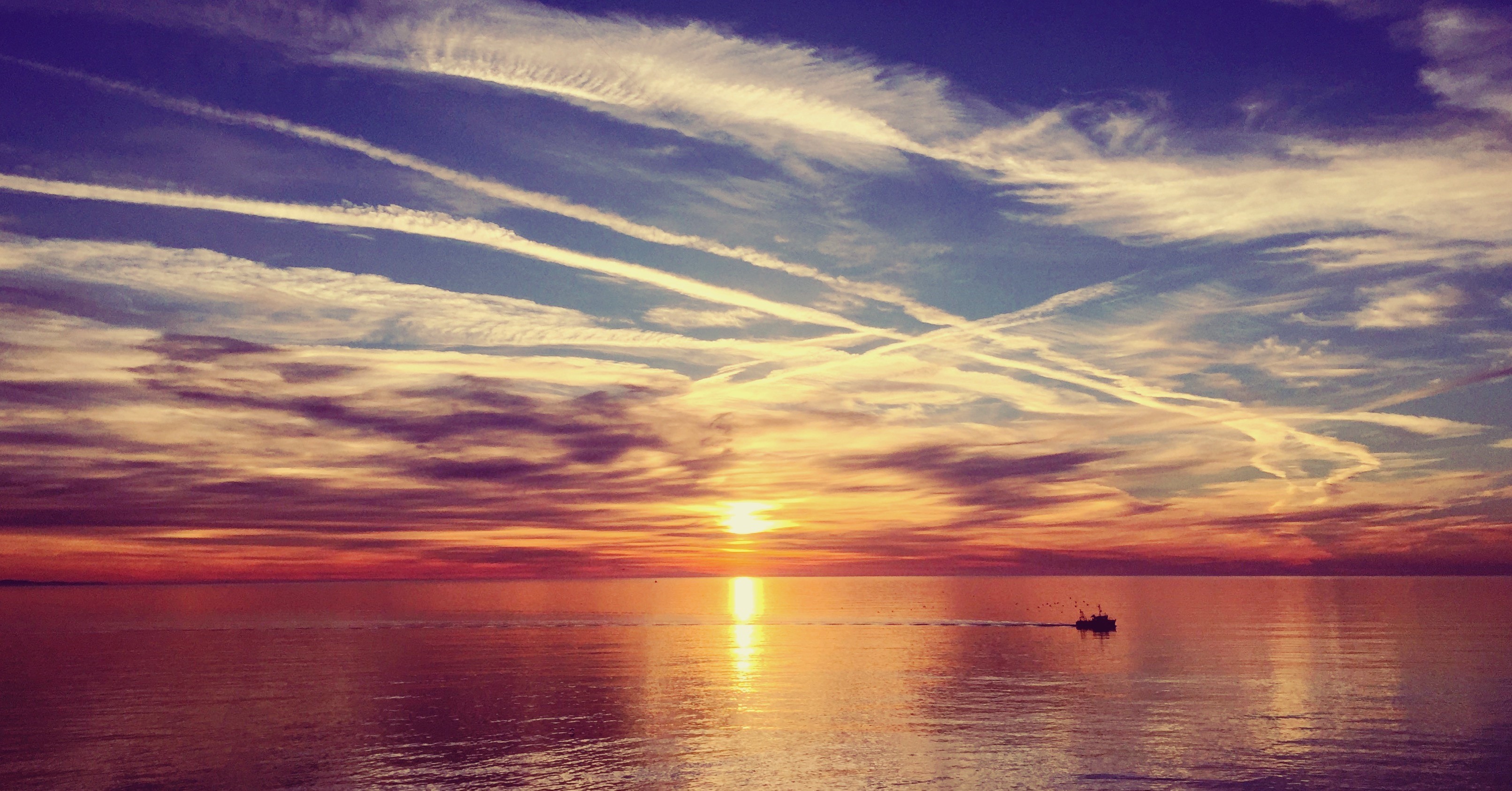 sunset + boat