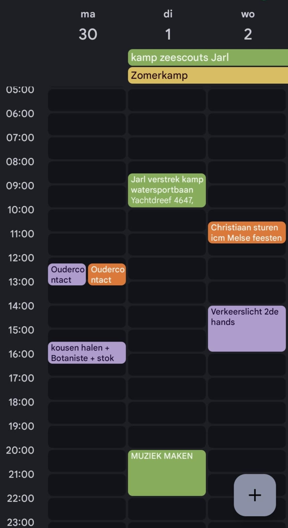 screenshot van een gedeelde digitale gezinsagenda