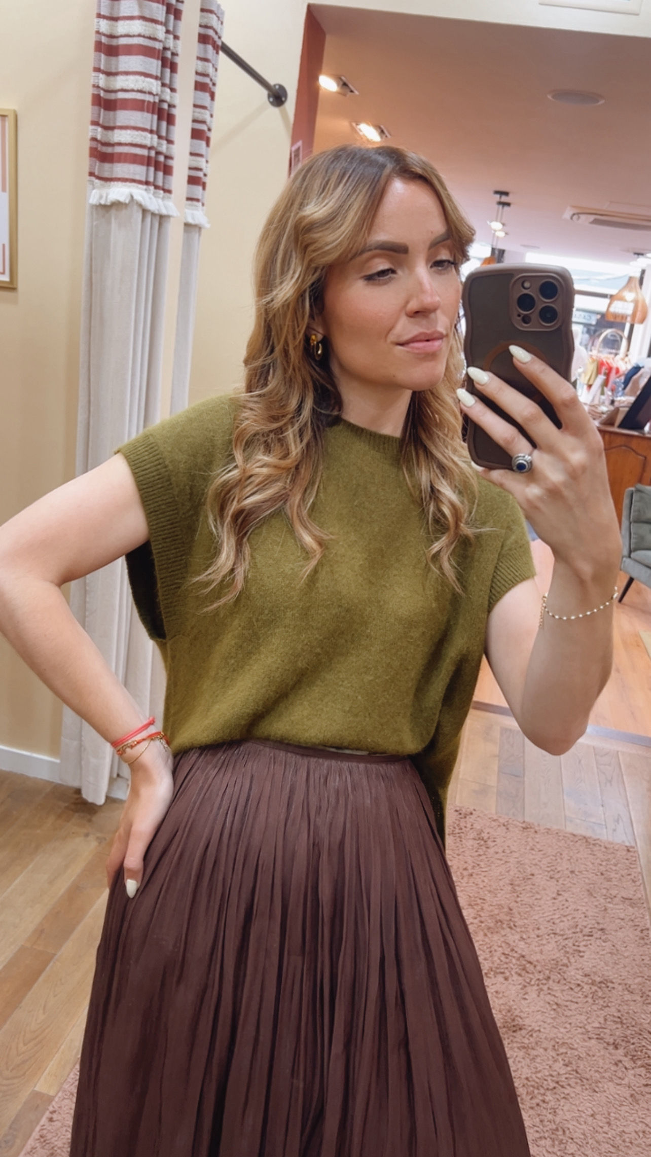 Pull sans manches Romy kaki mousse