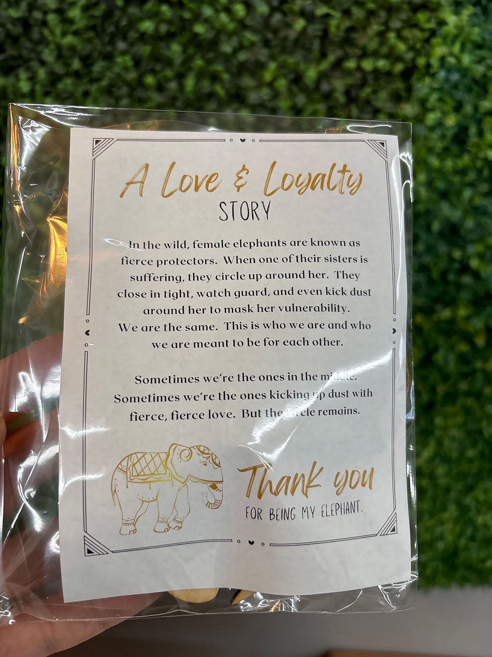 Thumbnail: Friendship Elephant Ornament, Wooden Christmas Ornament with Story