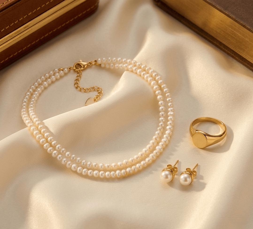 Gold layered pearl bracelet