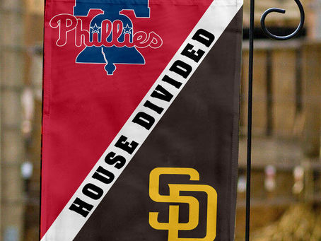 Show Your Team Spirit with the Phillies vs Padres House Divided Flag!