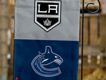 Show your Team Spirit with the Kings vs Canucks House Divided Flag!