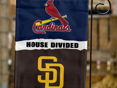 Show Your Team Spirit with a Cardinals vs Padres House Divided Flag!