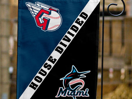 Showing Team Pride with Guardians vs Marlins House Divided Flag