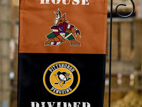 Show Your Team Spirit with the Coyotes vs Penguins House Divided Flag!