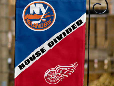 Show Your Team Spirit with the Islanders vs Red Wings House Divided Flag!