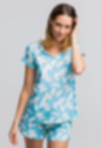 Luisa Hill, Feather Pyjama, Damen, Frauen, Shorty, Modal, Baumwolle, Handmade in Austria, kurze Hose, Federn, Homewear