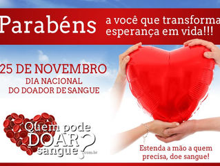 Sexta é o Dia Nacional do Doador de Sangue