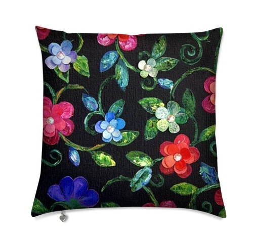 Floral Print Velvet Cushion