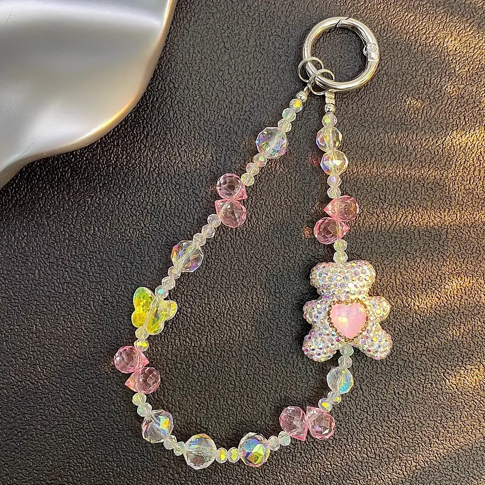 Thumbnail: Luxury high-end full-diamond cartoon bear mobile phone lanyard beaded crystal mo