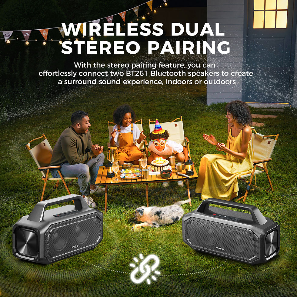 Thumbnail: W-KING BT261-2 80W Speakers Bluetooth Wireless, Portable Outdoor Speakers Loud w