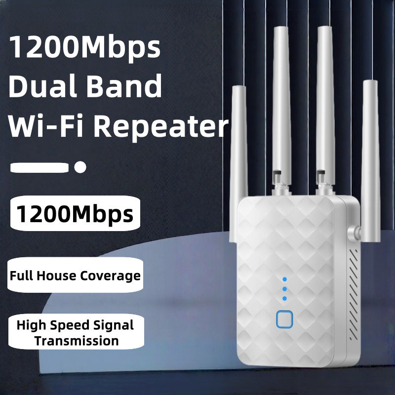 1200Mbps WiFi Repeater Wireless 2.4G/5GHz Dual Band Wi-Fi Signal Extender Amplif