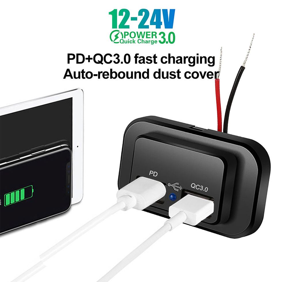 Thumbnail: PD QC3.0 Car Charger Socket Quick Charge 12V/24V For Motorcycle Auto Truck ATV R