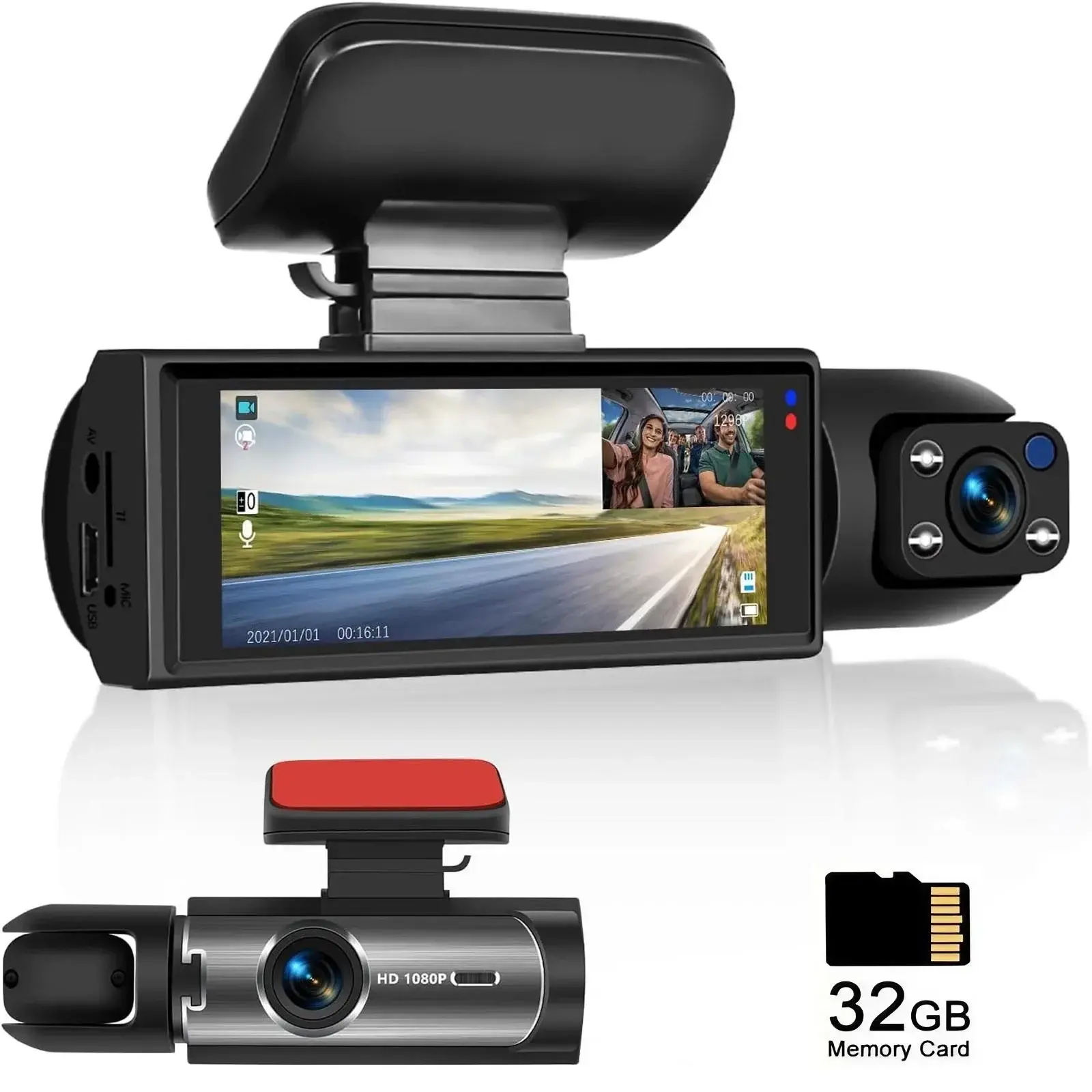 1080P HD Front Rear Dashcam 1 Count Dash Camera for Car,Car Driving Recorder wit