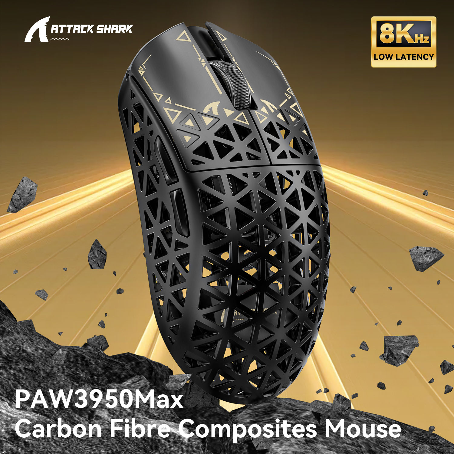 ATTACK SHARK R5 Ultra Carbon Fiber Wireless 8K Gaming Mouse 39g SUPERLIGHT, PixA