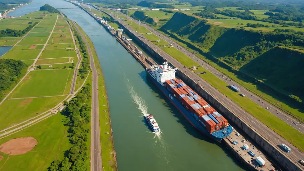 High angle view of the Panama Canal during the day