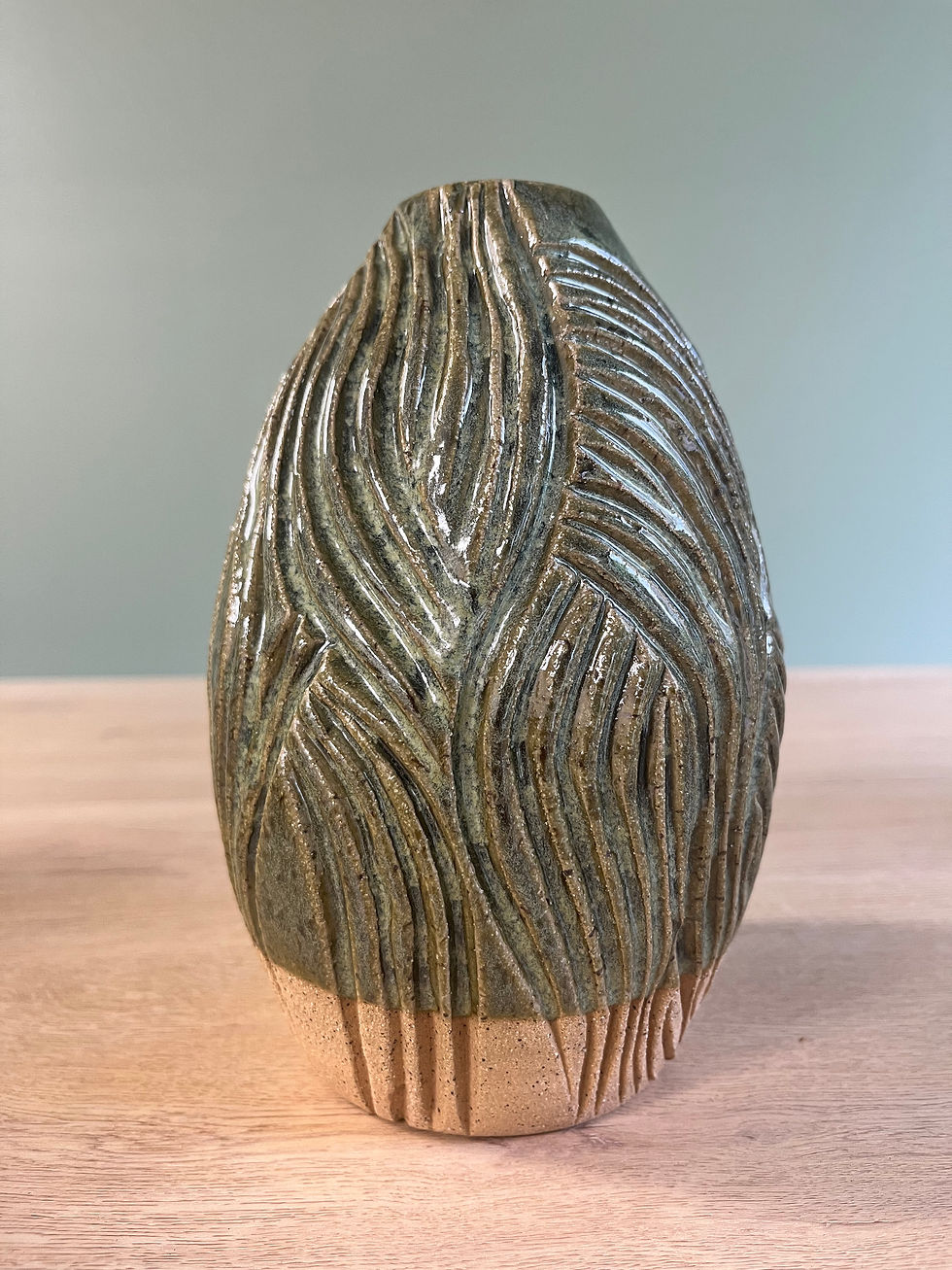 Thumbnail: Carved Green Vase