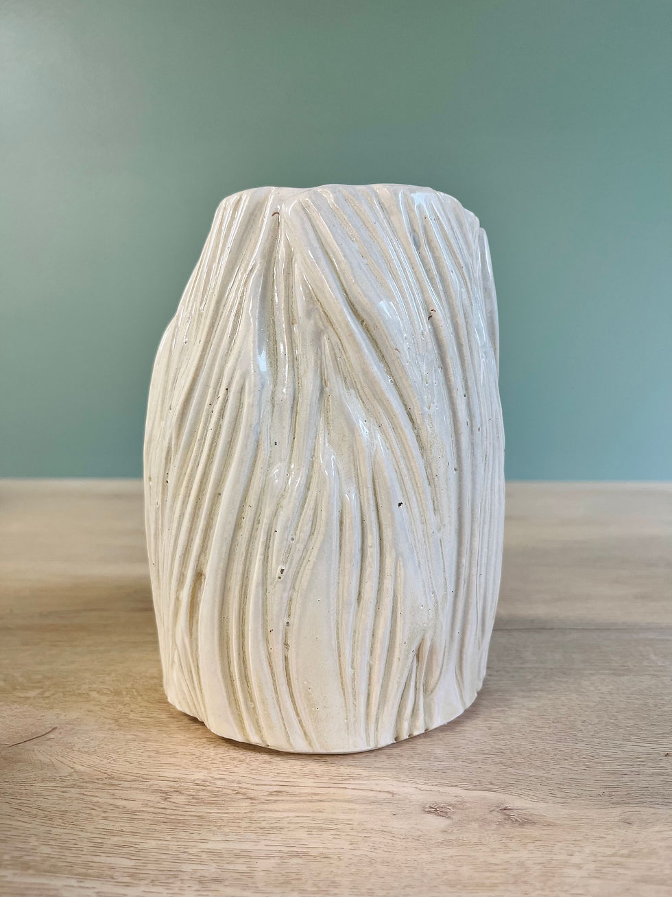 Thumbnail: Folded and Carved Wide Mouth Vase