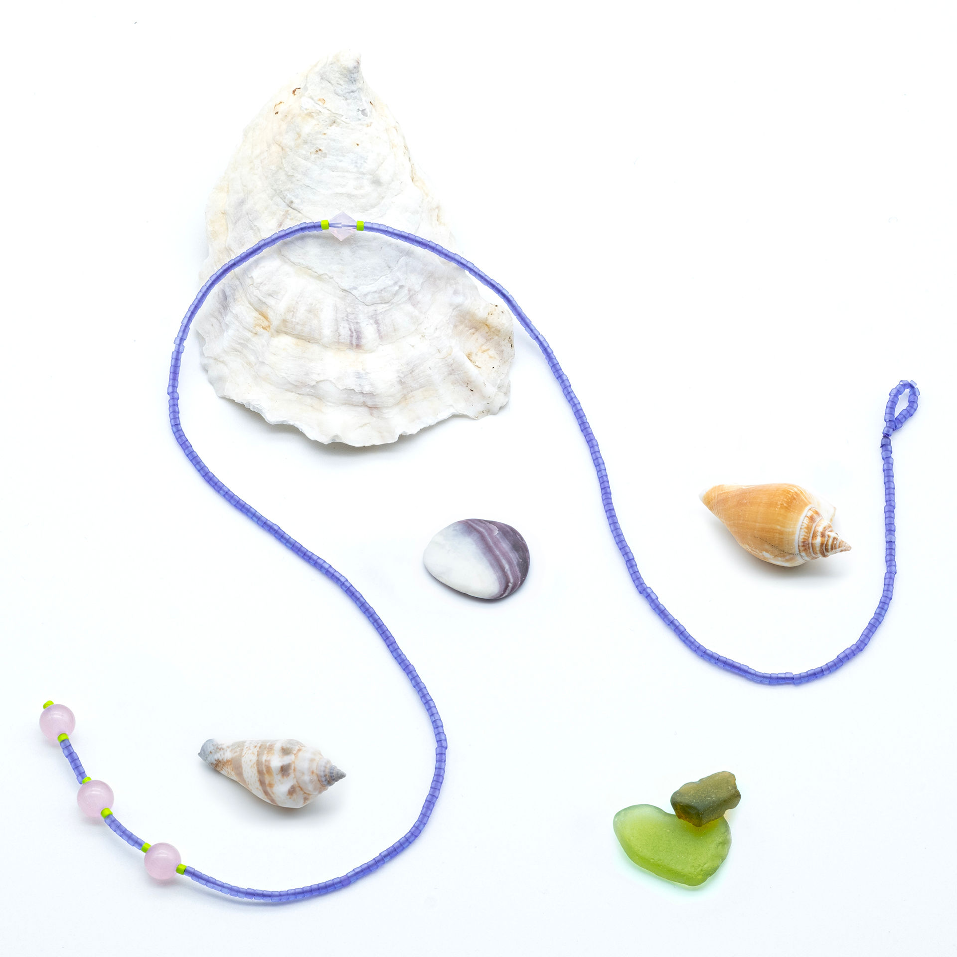 Simple Pleasures purple necklace with pink and green splashes