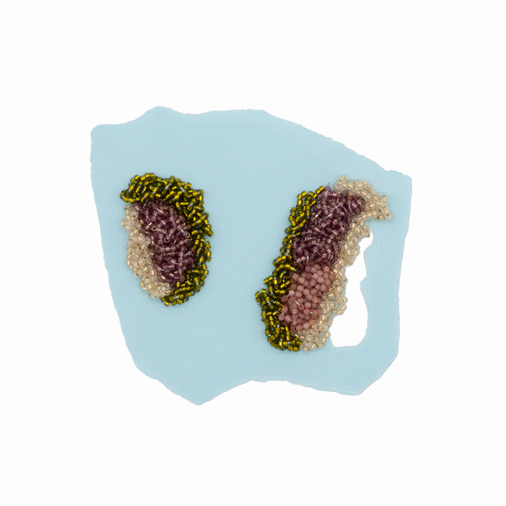 One-of-a-kind blue embroidery art piece for home