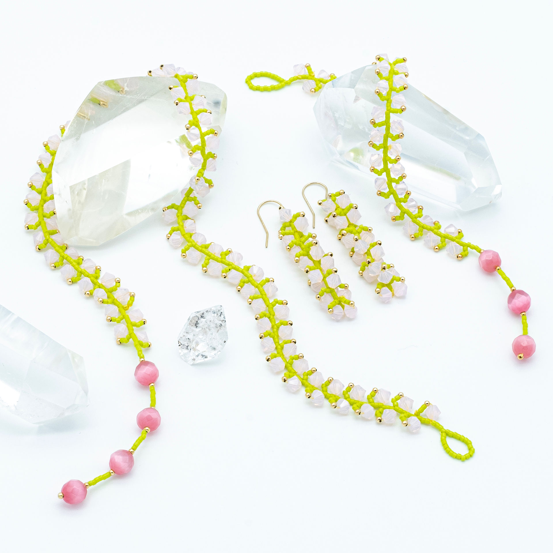 Rock Candy green and pink set with golden splashes