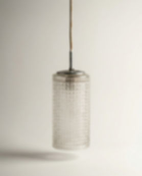 Lustre vintage en verre texturé cylindrique - années 1960