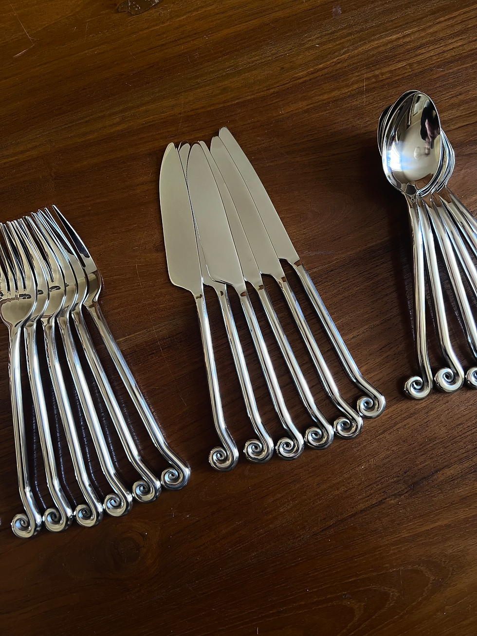 Miniature : Ensemble ménagère de 30 couverts en inox - forme spirales / tourbillons