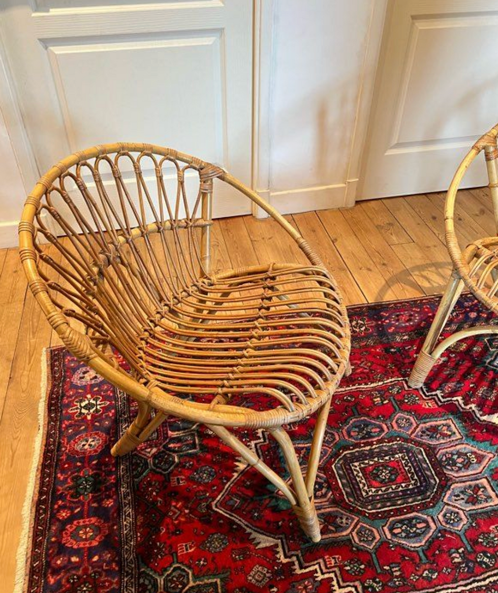 Miniature : Paire de fauteuils en rotin vintage – Design 60/70s