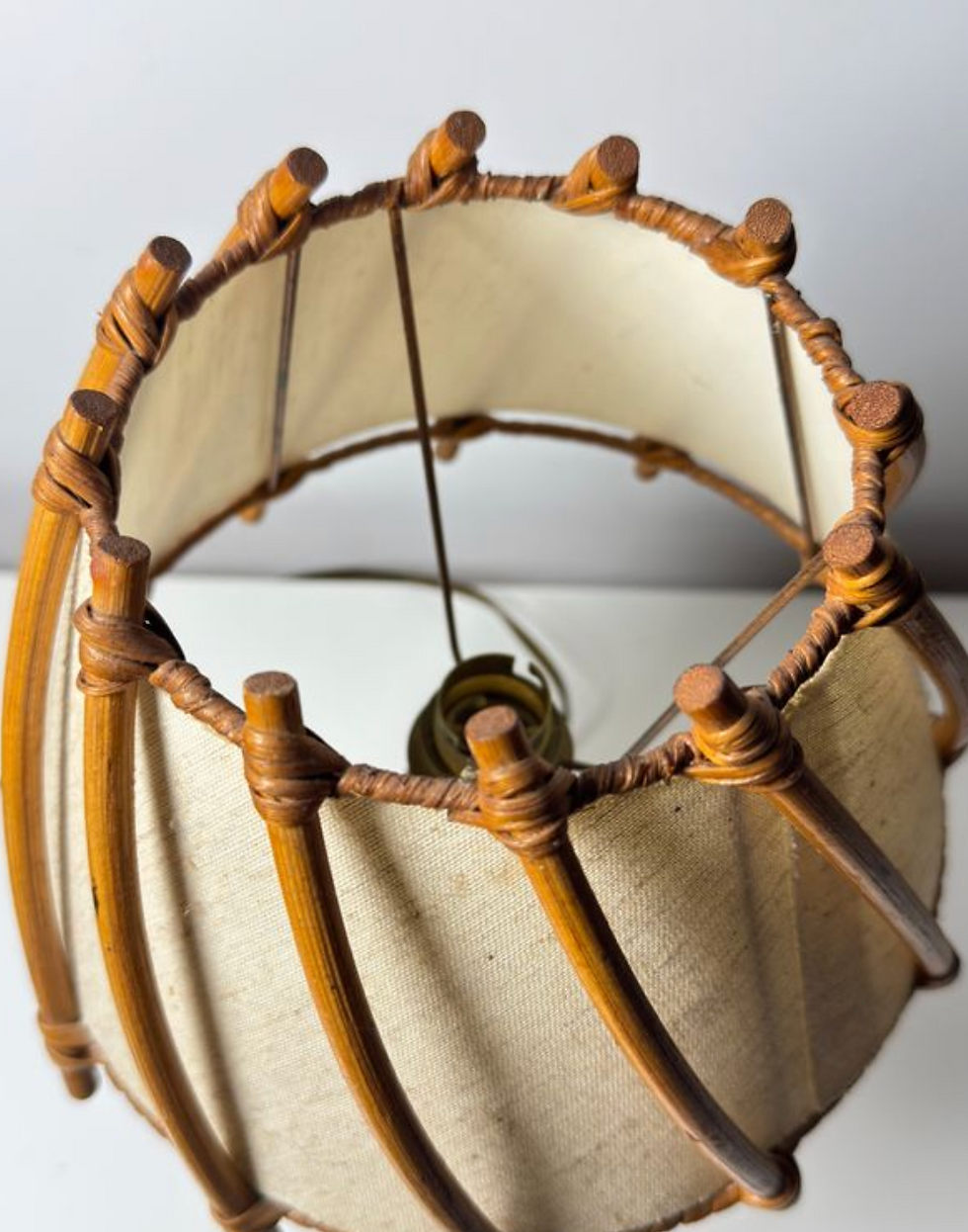 Thumbnail: Vintage Louis Sognot table lamp in wicker/bamboo - 1950s/60s