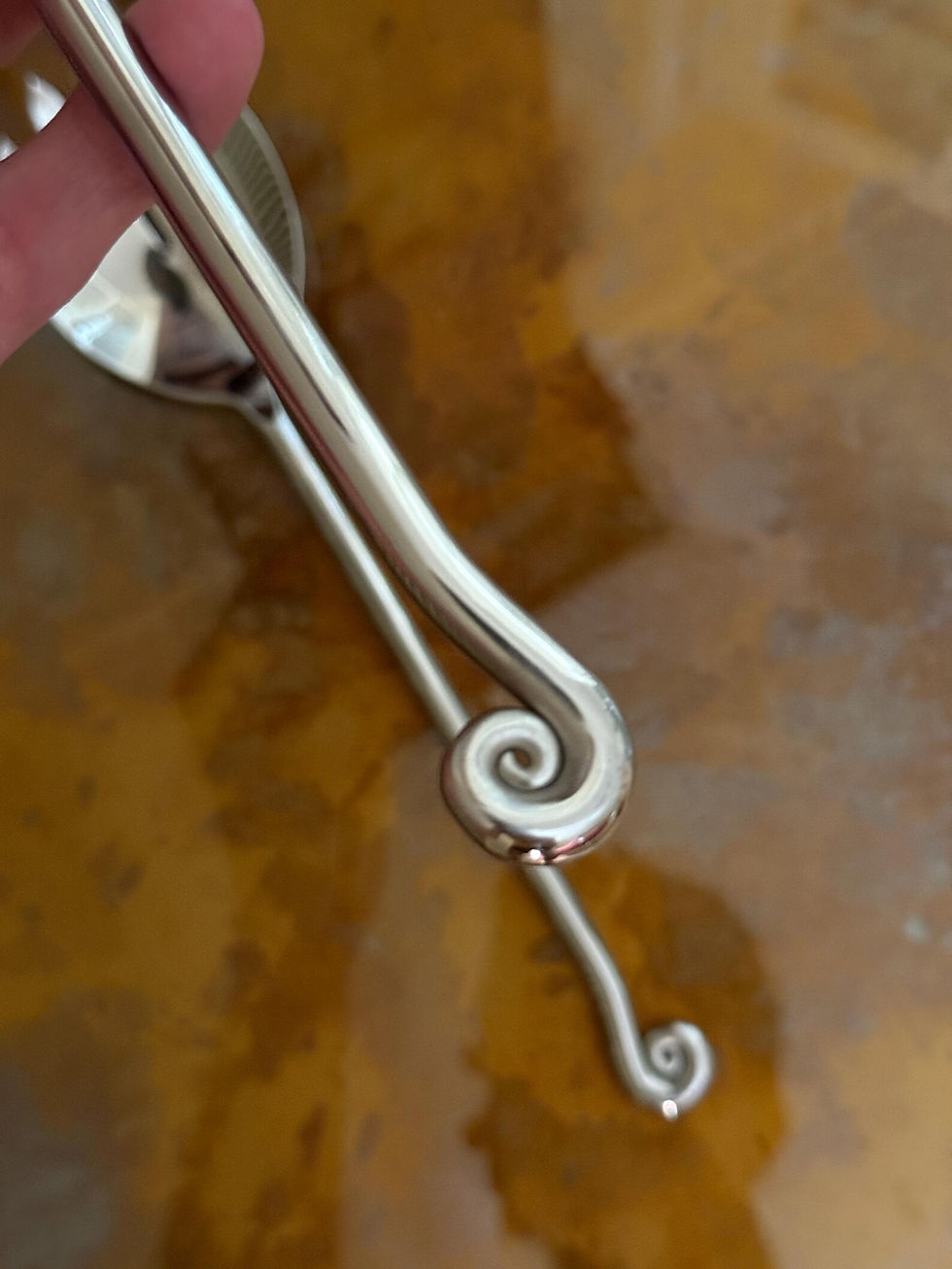 Thumbnail: Set of 2 spiral/swirl design stainless steel salad servers