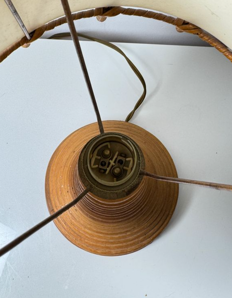 Thumbnail: Vintage Louis Sognot table lamp in wicker/bamboo - 1950s/60s