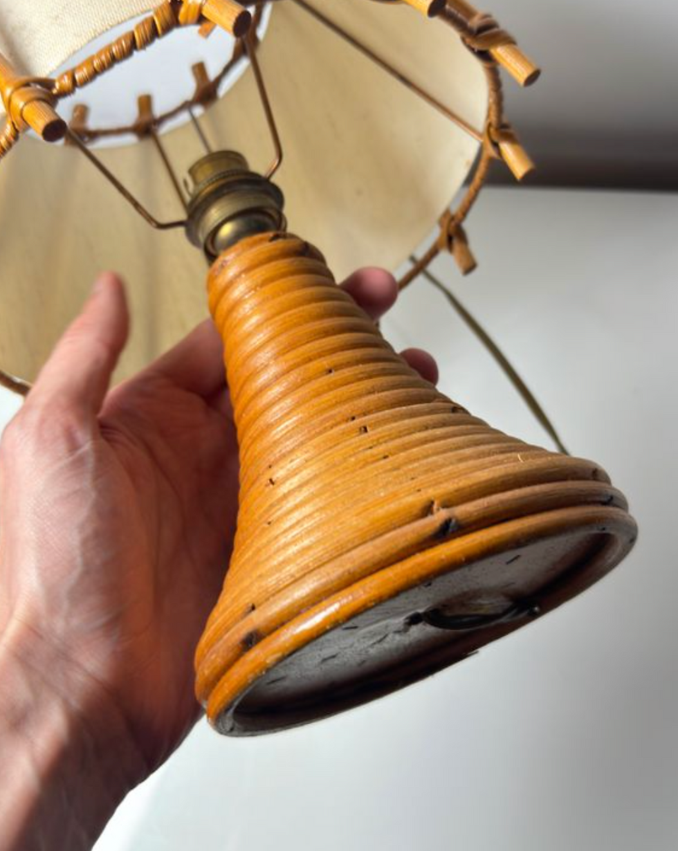 Thumbnail: Vintage Louis Sognot table lamp in wicker/bamboo - 1950s/60s