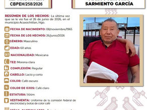 Alerta en Hidalgo: Emiten boletín de urgencia para localizar a Marco Antonio Sarmiento García